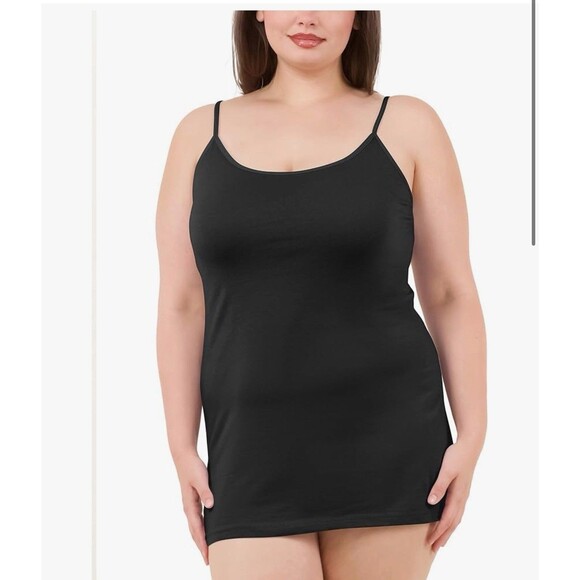 Avenue Women's Plus Size Essential Cotton Knit Slip dress size US 30-32 black - Picture 4 of 7